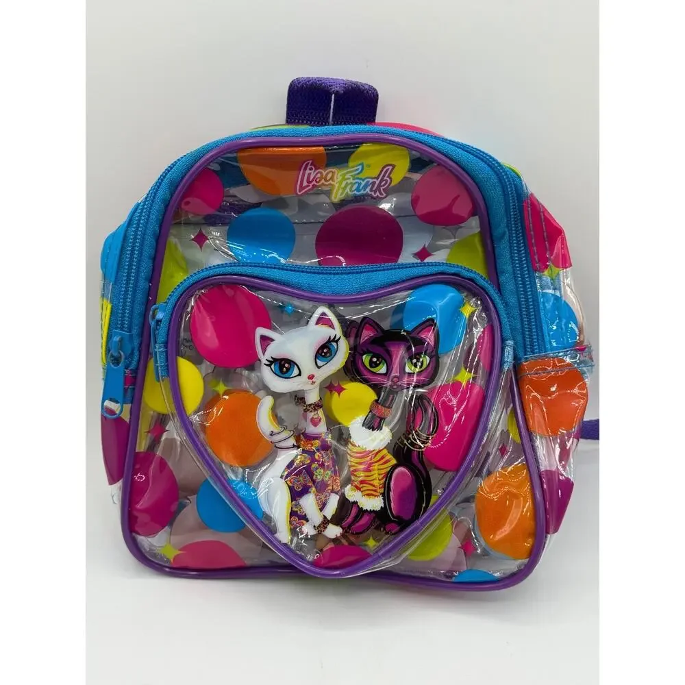 Vintage Lisa Frank Roxie & Rollie Siamese Cats Clear Mini Backpack